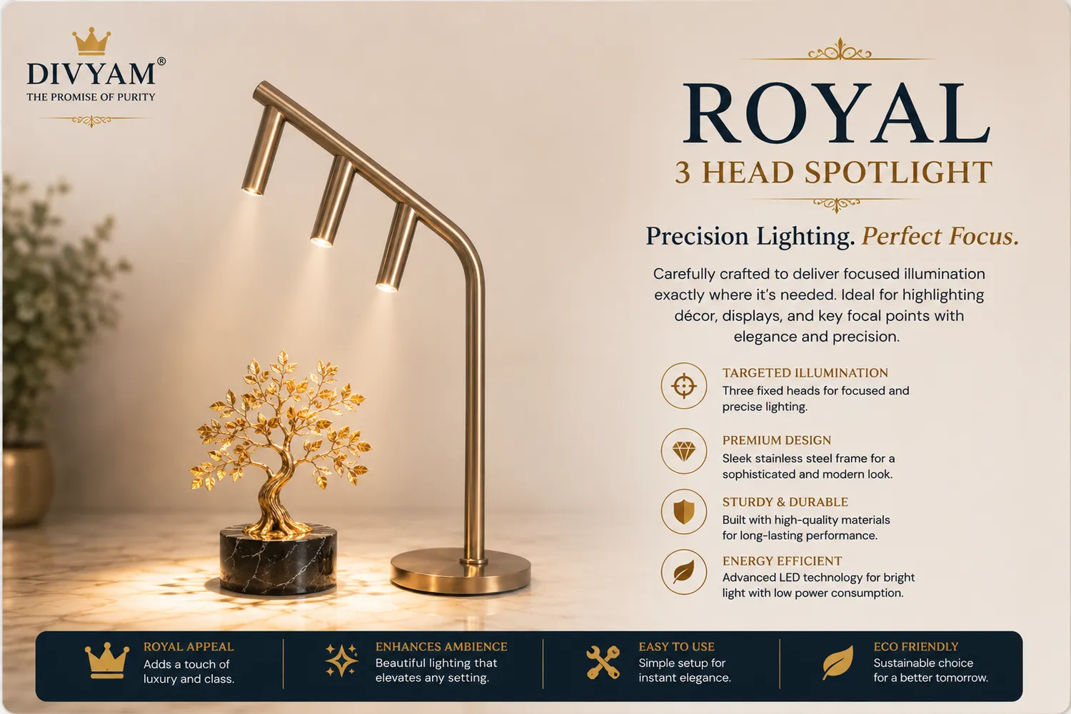 Royal 3 Head Spotlight - luxury wedding setup by D I V Y A M®